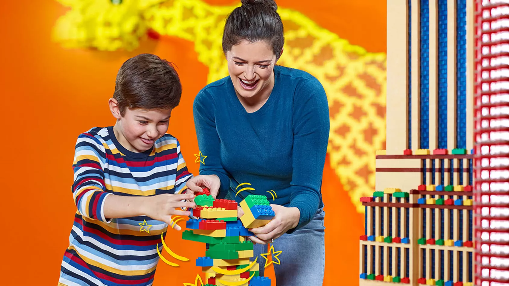 Build, play, and learn at LEGOLAND Discovery Center's Earthquake Table.